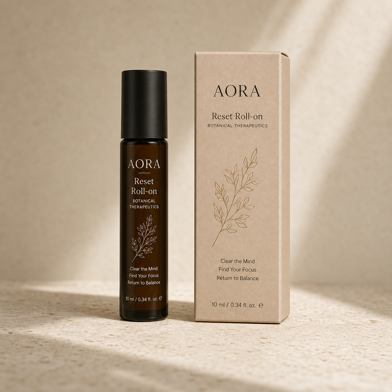AORA Reset Botanical Therapy Roll-on with carton